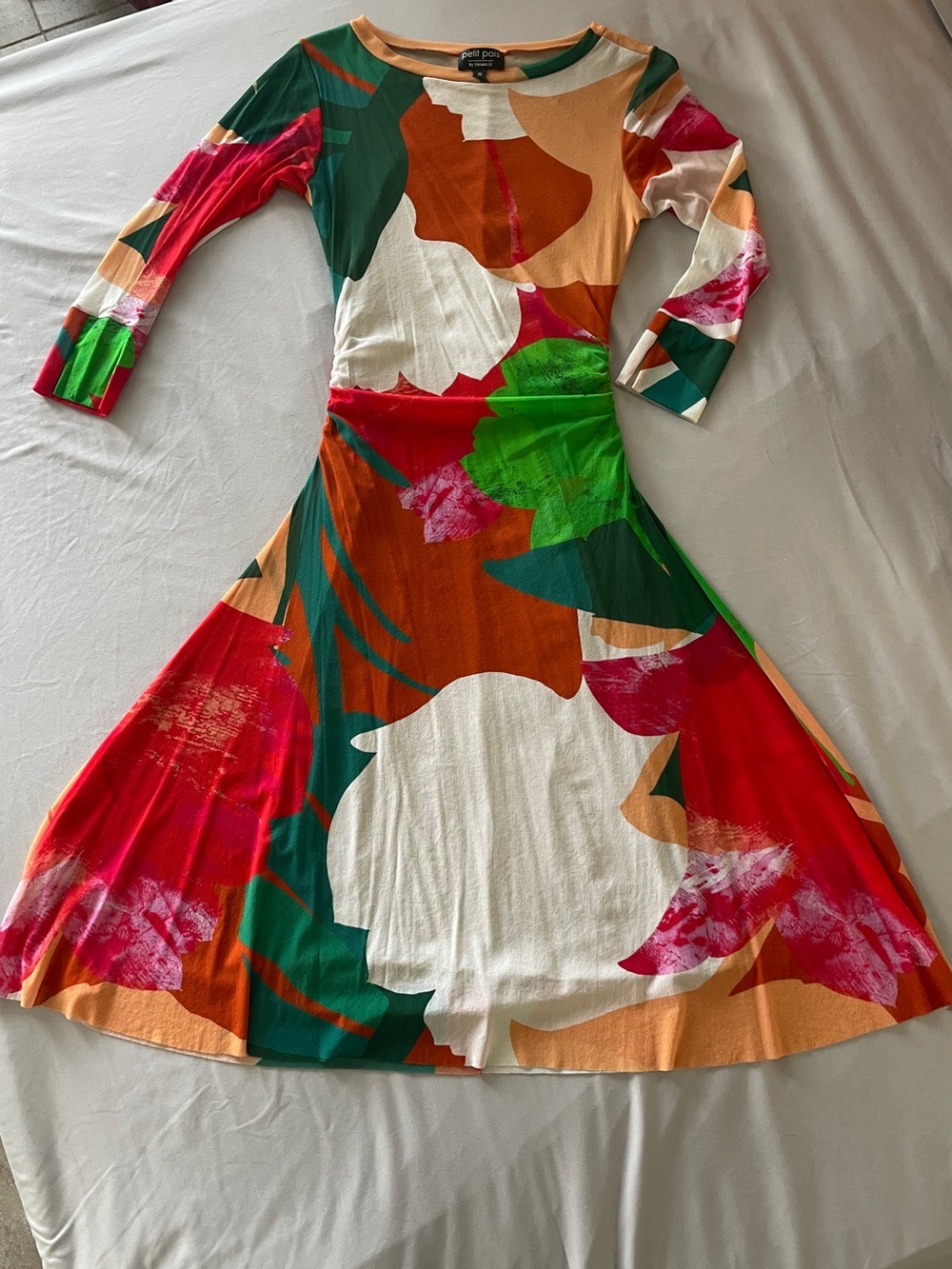 Petit Pois by Viviana G Colorful Flowy Midi Dress size Small